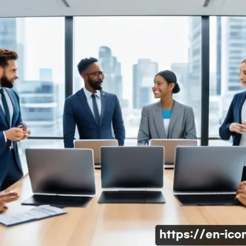 국제커뮤니케이션 전문가로서의 가치 - A professional multicultural business team engaged in a virtual meeting across multiple time zones, ...