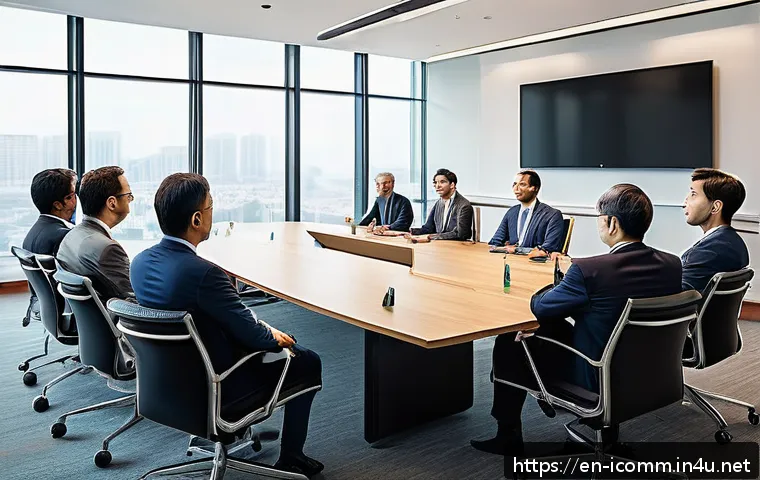 국제커뮤니케이션 실습 과제 - A professional international business meeting scene showing diverse participants from high-context a...