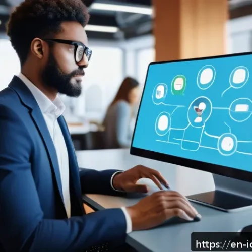 국제커뮤니케이션 직무 변화 예측 - A modern international office setting with diverse professionals collaborating remotely via multiple...