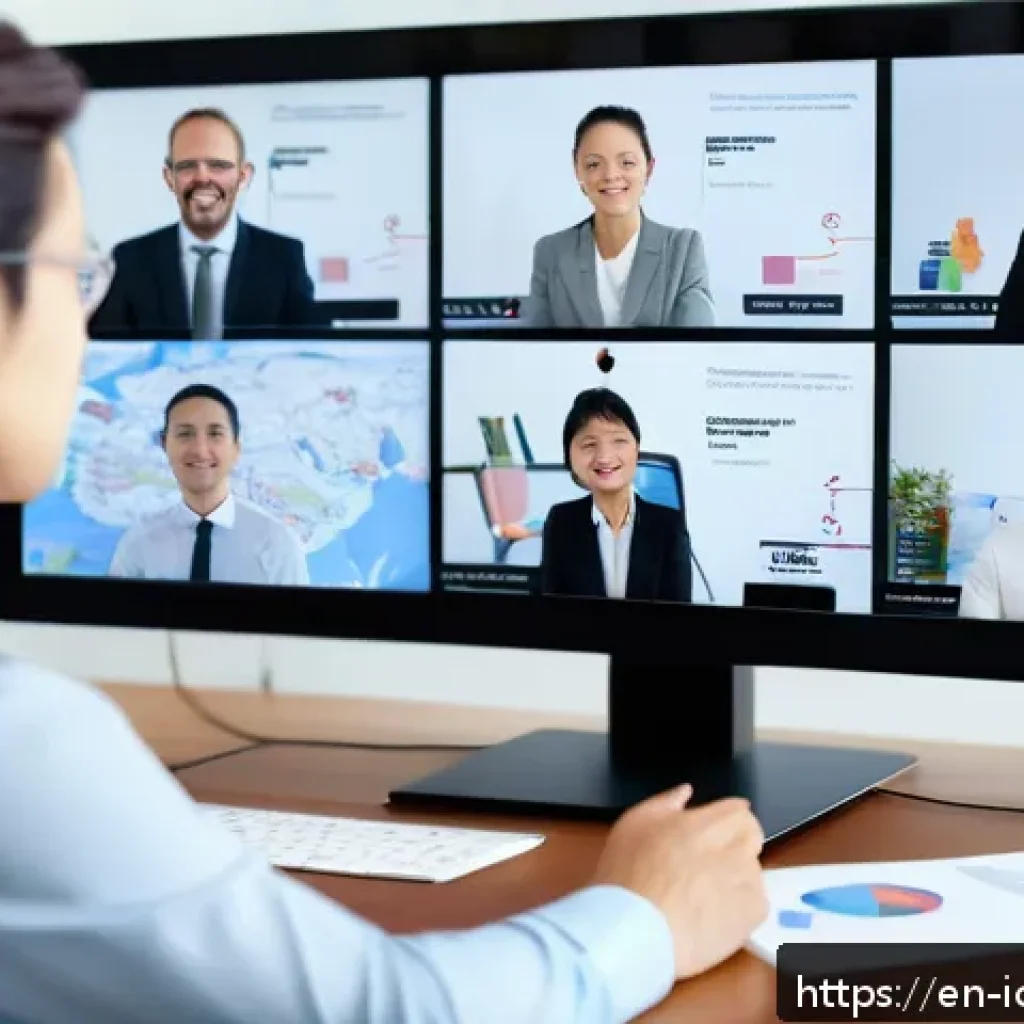 국제커뮤니케이션 글로벌 커리어 목표 설정 - A diverse international business team engaged in a video conference call, showcasing a Japanese prof...