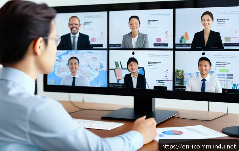 국제커뮤니케이션 글로벌 커리어 목표 설정 - A diverse international business team engaged in a video conference call, showcasing a Japanese prof...
